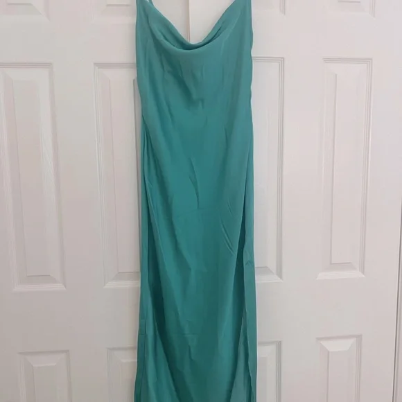 ASOS | Dresses | Nwt Asos Exclusize Sz Xs Stradivarius Satin Cami Cowl Slip  Dress In Turquoise | Poshmark